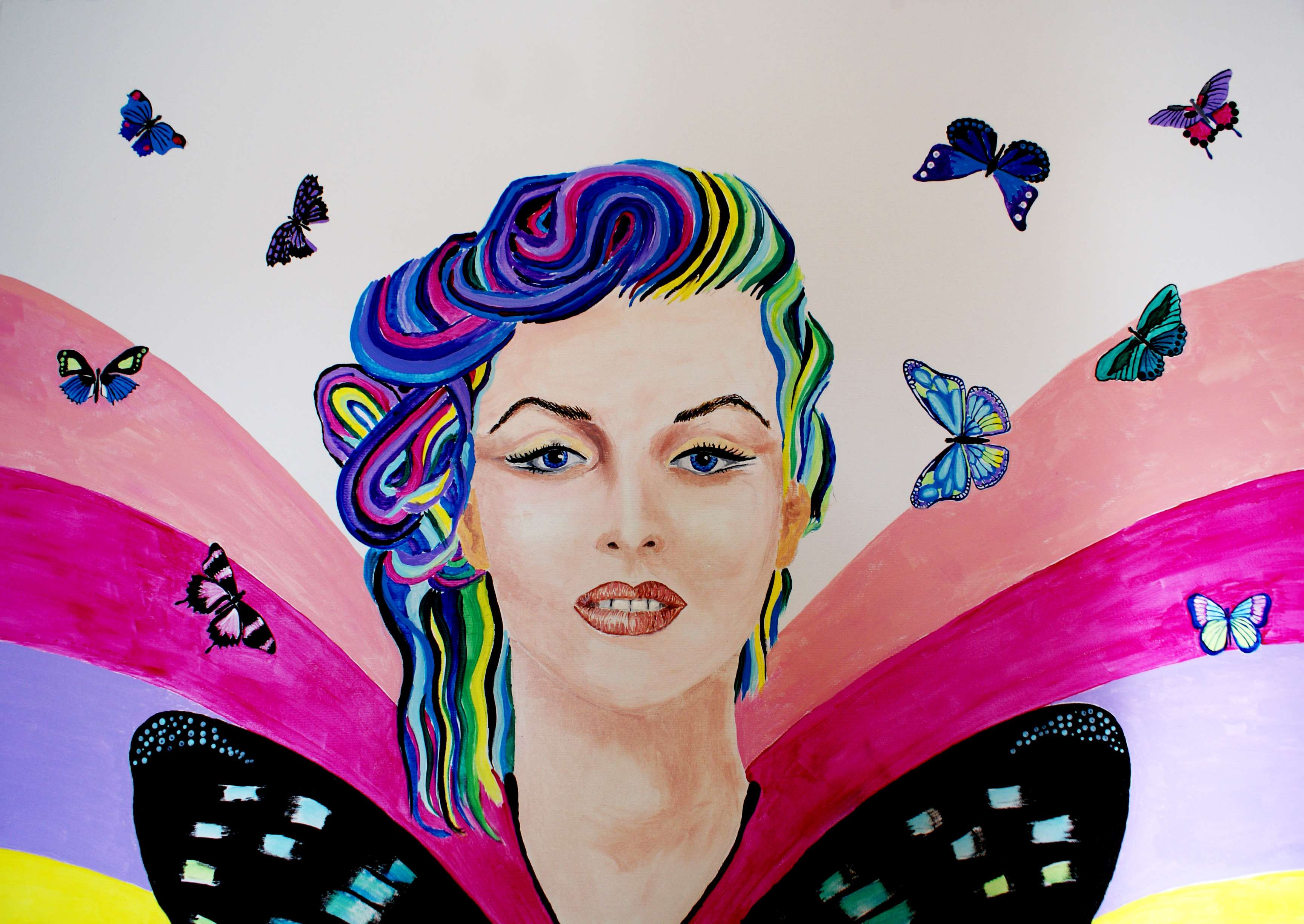 Free-as-a-Butterfly-mixed-media-acrylic+oil-120x100cm-by-Livia-Geambasu